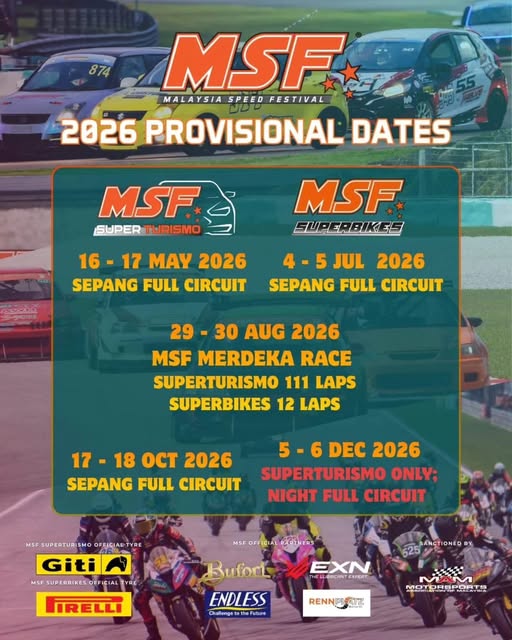 MSF 2026 Calendar: Five Rounds of Malaysian Motorsport Action at Sepang | Winbox Racing