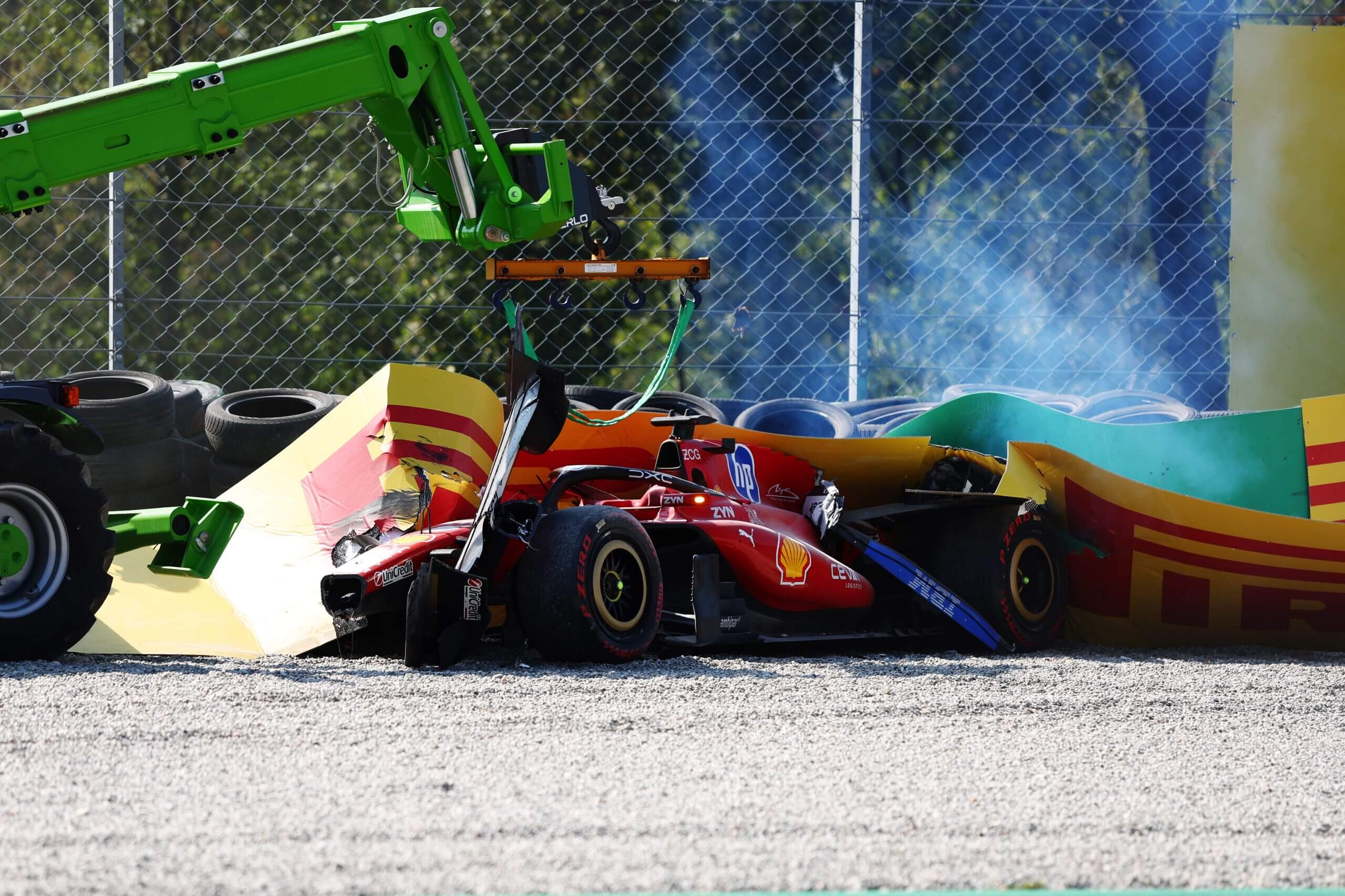 Leclerc Crashes After Hamilton Battle at Italian GP